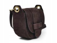 Zamszowa torebka skóra Laura Biaggi brązowa czekoladowa