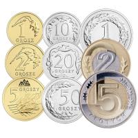 Zestaw Monet Obiegowych 2025 - 1 2 5 10 20 50 gr groszy + 1 2 5 zł złotych