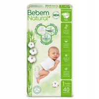 Bebem натуральный бамбук пеленки новорожденных 1 (2-5 кг) 40 шт