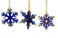 Ozdoby choinkowe handmade – 3 różne gwiazdki z żywicy, granat i złoto