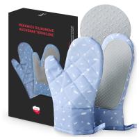 Rękawice KUCHENNE Silikonowe DO Piekarnika ŻAROODPORNE 2szt Niebieskie