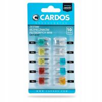 Bezpieczniki samochodowe Mini Płytkowe Zestaw 10 sztuk Cardos AA301M