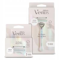 Zestaw Venus Satin Care maszynka do włosów skóry łonowej + Wkłady 3szt