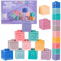 EDUKACYJNY zestaw klocków SENSORYCZNA ZABAWKA Miękkie KLOCKI Sensoryczne 12