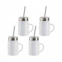 Zestaw 4 metalowych kubków Mason Jar 500 ml