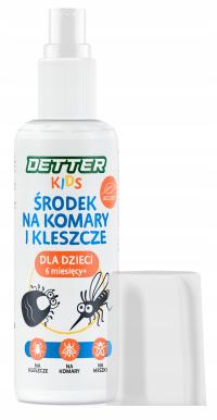 ŚRODEK PREPARAT PŁYN SPRAY NA KOMARY I KLESZCZE DLA DZIECI DETTER KIDS 80ML