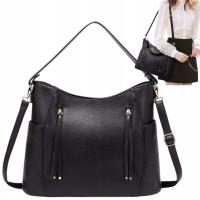 Torebka TORBA CZARNA Damska Miejska Pojemna A4 Klasyczna na ramię Duża A4