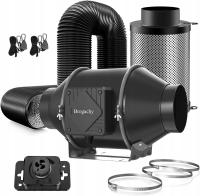 Brogachy 100mm wentylator rurowy EC 365m3/h z filtrem węglowym i rurą