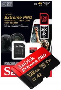 KARTA PAMIĘCI SANDISK EXTREME PRO 128GB MICROSDXC UHS-I U3 200MB/S  ADAPTER