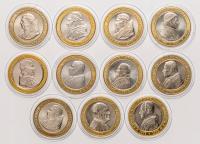 Watykan, numizmaty, wizerunki ojców świętych, zestaw 11 sztuk