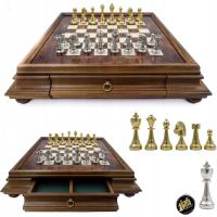 Шахматы деревянные металлические высококлассные большие 53x53 Italfama позолоченный подарок