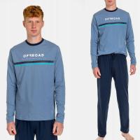 Bawełniana Piżama Męska Dwuczęściowa Zestaw Długie Spodnie Długi Rękaw M