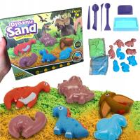 Piasek kinetyczny zestaw foremki do piasku dinozaury 500g zabawka kreatywna
