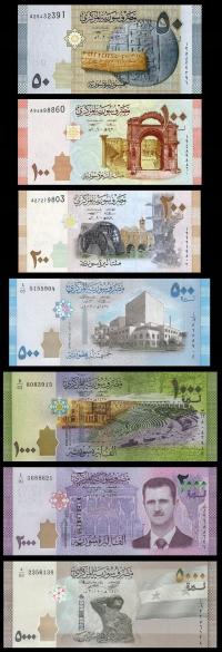 SYRIA PELNY ZESTAW 50+100+200+500 + 1000+2000+5000 Pounds P-112-118 UNC