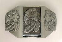 Orzeł klamra stare srebro z zapalniczką, bez paska