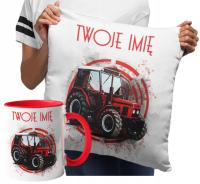 Kuebk + Poduszka prezent dla Rolnika Traktor Farma Farming Dowolne Imię