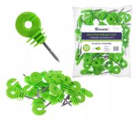 ИЗОЛЯТОР ЗАГОРОДКИ ПАСТУХА ПРОВОДА ОПЛЕТКИ ЗЕЛЕНЫЙ ВИНТ VIMENN 50ШТ