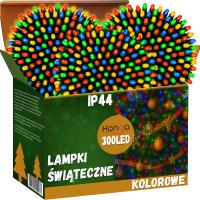 LAMPKI CHOINKOWE KOLOROWE ZEWNĘTRZENE WEWNĘTRZNE 300 LED 22m ŚWIĄTECZNE