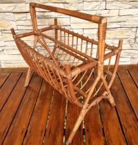 Gazetnik wiklinowy bambusowy antyczny zabytkowy retro vintage boho PRL