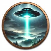 MIEDZIANA MONETA UFO MIEDZ 1 UNCJA Galactic Rise Saint-Gaudens Kolorowana