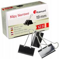 Klipsy biurowe spinacze 19 mm czarne 12 szt. żabki