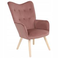 FOTEL USZAK WYPOCZYNKOWY TAPICEROWANY SALONU SKANDYNAWSKI ARNE RÓŻOWY