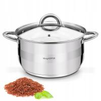 Кастрюля большая индукционная газовая крышка стальная Konighoffer Faro 9,2 л 28 см