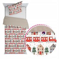 Pościel 150x200 Poszwa na kołdrę i poduszkę 50x60 Bawełna Zimowe Miasteczko