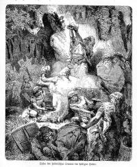 Litwa. Ofiara pogańskich Litwinów w świętym gaju, drzeworyt 1886