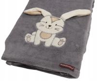 Botobaby Kocyk z mikrofibry 76X102 cm siwy z królikiem - SUPER PREZENT -