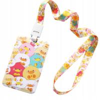 Etui na kartę dla dzieci z smyczą - kolorowe w słodkie wzory - dziecięce