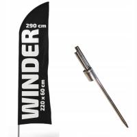 FLAGA REKLAMOWA 220x60 cm + MASZT 290 cm + SZPIC