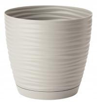 ЦВЕТОЧНЫЙ ГОРШОК SAHARA PETIT ПОДСТАВКИ ДИАМЕТР 13 СМ СВЕТЛО-СЕРЫЙ 3D ПЛАСТИК