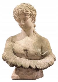 XIX-wieczne popiersie nimfy Klytie z kamionki, wzór C. Delpeche