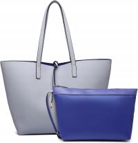 Miss Lulu torebka damska 2w1 szara duża PU skóra A4 saszetka