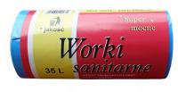 Worki śmieci odpady sanitarne niebieskie, kosz 35L
