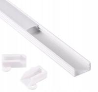 Zestaw profil do taśm LED 2m natynk aluminiowy biały z kloszem i zaślepkami