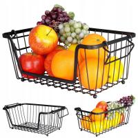 Koszyk NA OWOCE WARZYWA metalowy czarny kuchenny do piętrowania 35x20x13,5