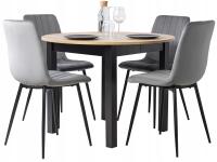 Набор стол и 4 велюровые стулья для столовой гостиной серый современный IBIS