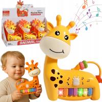ŻYRAFKA MUZYCZNA PIANINKO INTERAKTYWNE ŚWIATŁO DŹWIĘK MELODIE 18CM