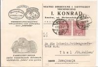 LWÓW -THAL -druk firmowy I.KONRAD ARTYKUŁY TECHNICZNE -obieg 1935 rok