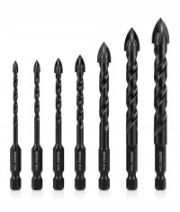 DUŻY ZESTAW WIERTEŁ DO SZKŁA PŁYTEK CERAMIKI GRESU SZKŁA 3-12MM 7SZT HEX