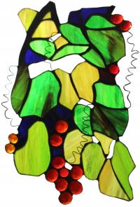 Winogrona witraż Tiffany, czerwone winogrona, winobranie szklane winogrona6