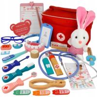 DUŻY DREWNIAMY ZESTAW LEKARSKI XXL MAŁY LEKARZ DOKTOR DENTYSTA STOMATOLOG