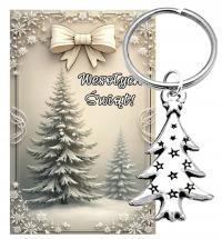 Breloki świąteczne podziękowanie dla klientów pracowników życzenia CHOINKA