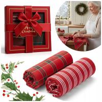 ZESTAW UPOMINKOWY ŚWIĄTECZNE RĘCZNIKI KUCHENNE 2SZT 40X60CM + PUDEŁKO