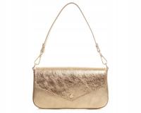 ZŁOTA SKÓRZANA KOPERTÓWKA TOREBKA WIZYTOWA SOLOME WŁOSKA WIECZOROWA WESELE