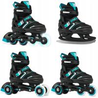 Rolki Raven Helixi czarne niebieskie 4 kółka LED ABEC-7