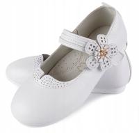 Eleganckie białe balerinki wkładka skórzana wizytowe