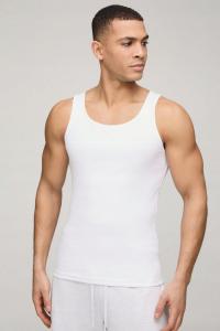 BIAŁA KLASYCZNA KOSZULKA NA RAMIĄCZKACH PROSTA GŁADKA BOOHOOMAN S